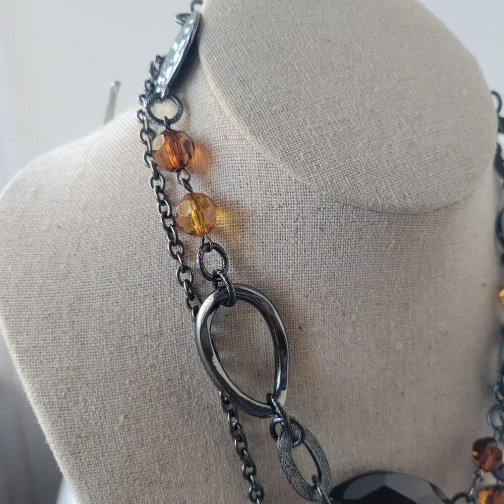Lia Sophia Root Beer Assorted Beads on Hematite Chain